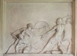 Kipsireliefi Sokrates Potidean taistelussa.