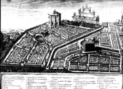 Mustavalkoinen kuva Acqua Paolan suihkulähteestä