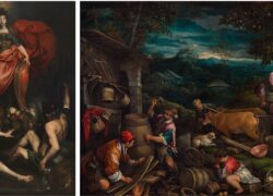 Kuva Valentin de Boulogne (1591–1632): Italian allegoria - teoksesta sekä Jacopo Bassano (n. 1515–1592): Syksy-teoksesta n. 1576–77