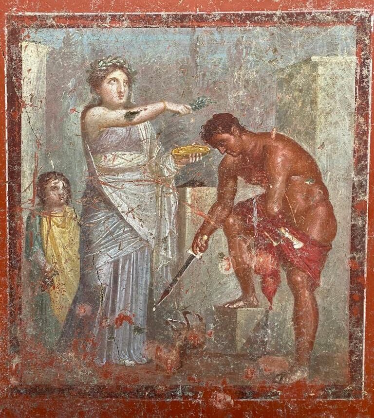 Pompei (IX, 12), Casa dei Pittori al lavoro: Ifigenia purifica Oreste.