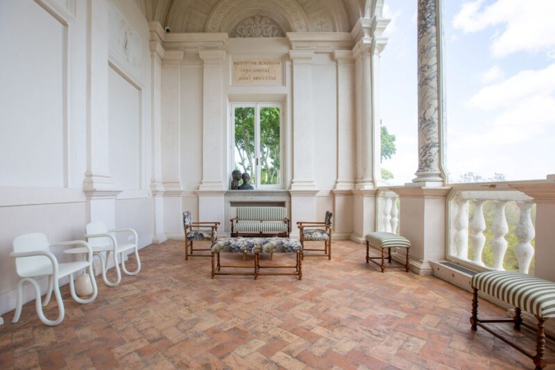 Kuva renesanssihuvilan terrassilta, Villa Lanten loggiasta